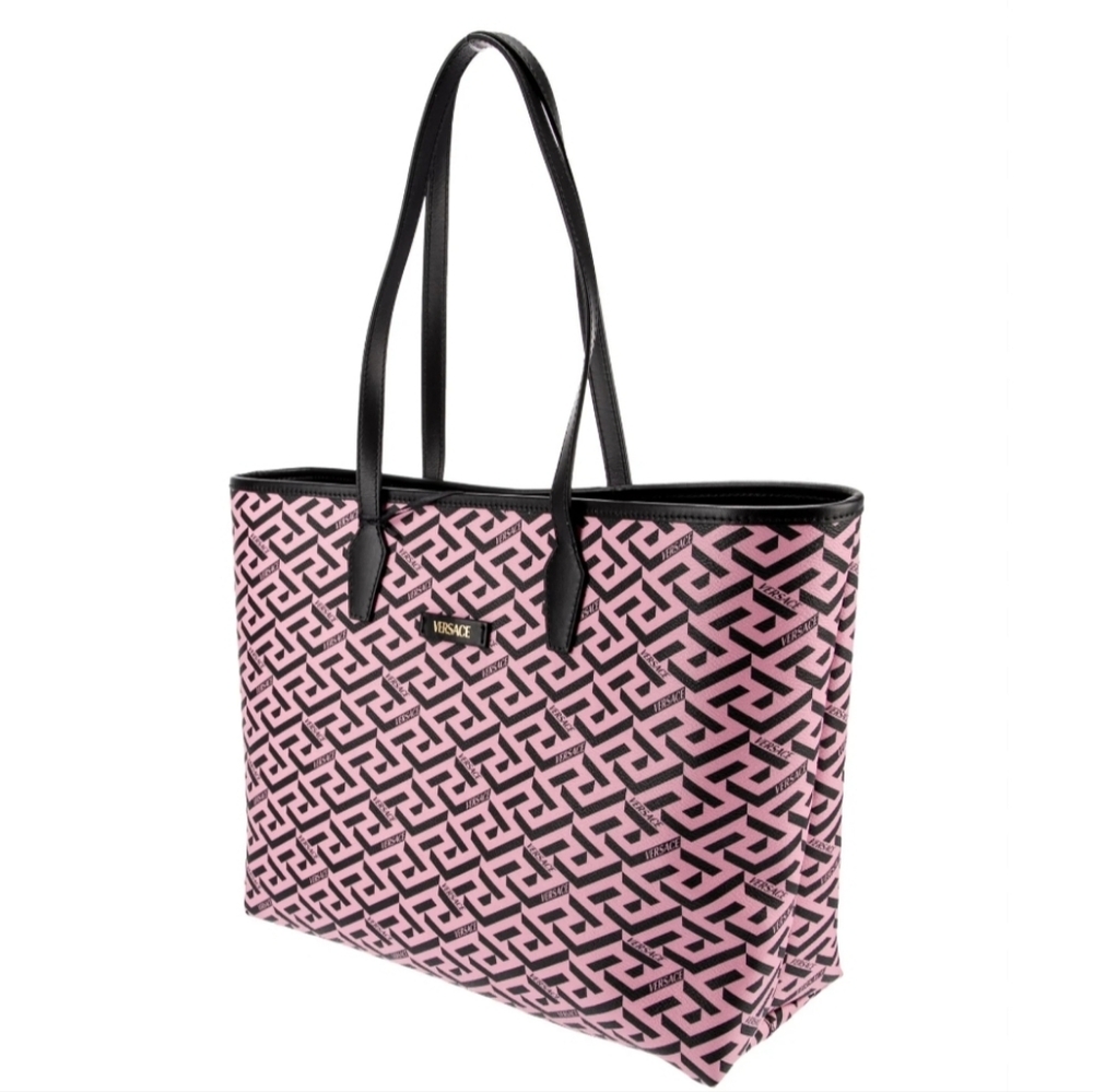 Versace Greca Coated Canvas Leather Pink/Black Tote Bag w COA (NWT) RETAIL $1125 - Picture 4 of 15